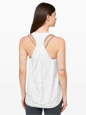 Lululemon Essential Pleated Tank Top in the Tiger Space Dye Hail White